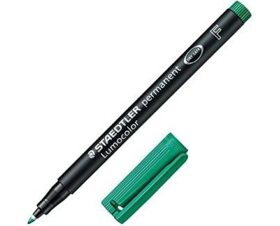 Staedtler Lumocolor 318 Rotulador Permanente - Punta Fina Redonda - Trazo 0.6mm - Capuchon con Clip - Secado Rapido - Color Verde
