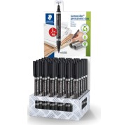 Staedtler Lumocolor 348 Expositor con 30 Rotuladores Permanentes de Doble Punta - Secado Rapido - Color Negro