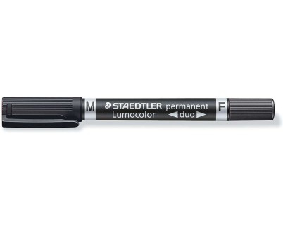 Staedtler Lumocolor 348 Rotulador Permanente de Doble Punta M y F - Secado Rapido - Color Negro