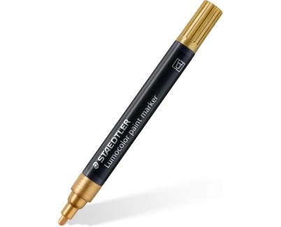 Staedtler Lumocolor 349 Marcador Acrilico Permanente - Trazo 2.4 mm Aprox - Tinta Base de Agua - Color Oro