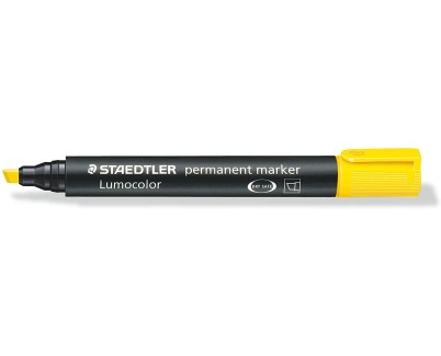Staedtler Lumocolor 350 Rotulador Permanente - Punta Biselada 2-5mm aprox. - Tinta Base de Alcohol - Secado Rapido - Color Amarillo