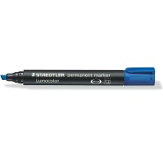 Staedtler Lumocolor 350 Rotulador Permanente - Punta Biselada 2-5mm aprox. - Tinta Base de Alcohol - Secado Rapido - Color Azul