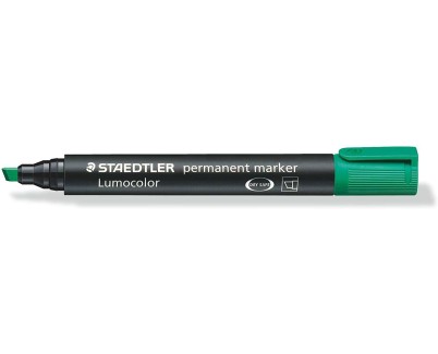 Staedtler Lumocolor 350 Rotulador Permanente - Punta Biselada 2-5mm aprox. - Tinta Base de Alcohol - Secado Rapido - Color Verde