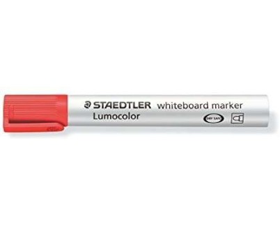 Staedtler Lumocolor 351 Rotulador para Pizarra - Punta Redonda - Trazo 2mm - Capuchon con Clip - Color Rojo