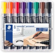 Staedtler Lumocolor 352 Pack de 8 Marcadores Permanentes - Secado Rapido - Colores Surtidos