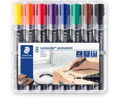 Staedtler Lumocolor 352 Pack de 8 Marcadores Permanentes - Secado Rapido - Colores Surtidos