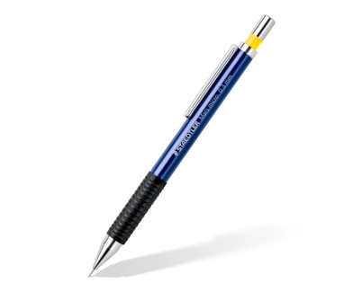 Staedtler Mars Micro 775 Portaminas 0.3mm - Punta Metalica Retractil - Mina Amortiguada - Grip de Caucho - Clip Metalico - Color Azul