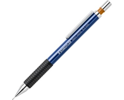 Staedtler Mars Micro 775 Portaminas 0.5mm - Punta Metalica Retractil - Mina Amortiguada - Grip de Caucho - Clip Metalico - Color Azul