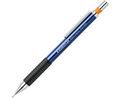 Staedtler Mars Micro 775 Portaminas 0.9mm - Punta Metalica Retractil - Mina Amortiguada - Grip de Caucho - Clip Metalico - Color Azul