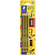 Staedtler Noris 120 Pack de 8 Lapices de Grafito Hexagonales + Goma de Borrar + Sacapuntas - Mina HB Ultrarresistente de 2mm - Madera de Bosques Sostenibles