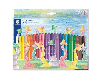 Staedtler Noris 221 Pack de 24 Ceras Giratorias - Diametro 6mm - Resistencia a la Rotura - Colorantes Alimenticios - Colores Surtidos