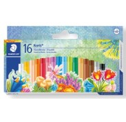 Staedtler Noris 241 Pack de 16 Ceras Blandas - Diametro 8mm - Resistencia a la Rotura - Colores Surtidos