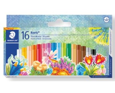 Staedtler Noris 241 Pack de 16 Ceras Blandas - Diametro 8mm - Resistencia a la Rotura - Colores Surtidos