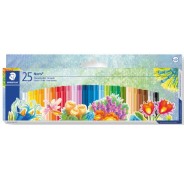Staedtler Noris 241 Pack de 25 Ceras Blandas - Diametro 8mm - Resistencia a la Rotura - Colores Surtidos