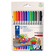 Staedtler Noris 320 Pack de 12 Rotuladores - Doble Punta de Fibra - Trazos 1 y 3mm - Tapa Ventilada - Colores surtidos