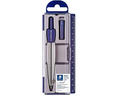 Staedtler Noris 550 Compas Escolar de Precision - Obtusangulo y Aguja Roma a Prueba de Lesiones - Diametro Maximo 300mm