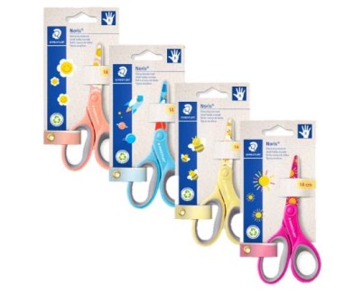 Staedtler Noris 965 Tijera Escolar 14cm - Agarre Ergonomico Suave - Cuchillas Romas - Colores Surtidos