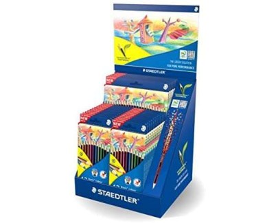 Staedtler Noris Colour 185 Expositor con 20 Estuches de 12 Lapices de Colores + 5 Estuches de 24 Lapices de Colores - Diseño Hexagonal - Colores Surtidos