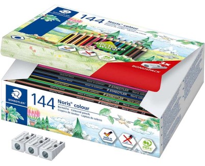 Staedtler Noris Colour 185 Pack de 144 Lapices Hexagonales de Colores - Resistencia a la Rotura - Ideal para Colegios - Colores Surtidos