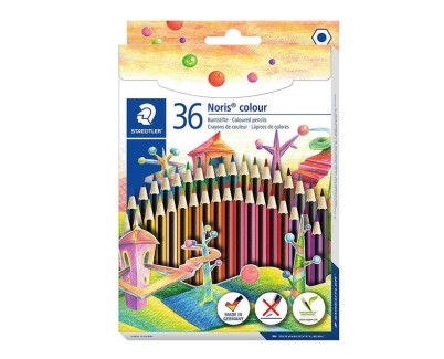 Staedtler Noris Colour 185 Pack de 36 Lapices Hexagonales de Colores - Fabricados en Wopex - Muy Resistentes - Madera de Fuentes Sostenibles - Colores Surtidos