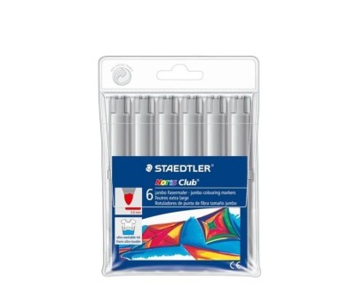 Staedtler Noris Jumbo 340 Pack de 6 Rotuladores Jumbo - Punta de Fibra - Trazo 3mm - Tapa Ventilada - Color Gris