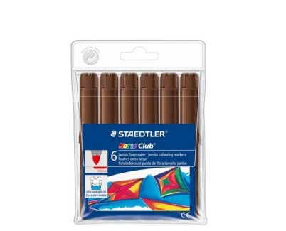 Staedtler Noris Jumbo 340 Pack de 6 Rotuladores Jumbo - Punta de Fibra - Trazo 3mm - Tapa Ventilada - Color Marron