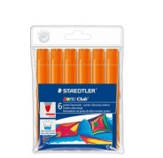 Staedtler Noris Jumbo 340 Pack de 6 Rotuladores Jumbo - Punta de Fibra - Trazo 3mm - Tapa Ventilada - Color Naranja