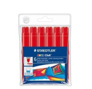 Staedtler Noris Jumbo 340 Pack de 6 Rotuladores Jumbo - Punta de Fibra - Trazo 3mm - Tapa Ventilada - Color Rojo
