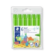 Staedtler Noris Jumbo 340 Pack de 6 Rotuladores Jumbo - Punta de Fibra - Trazo 3mm - Tapa Ventilada - Color Verde Claro