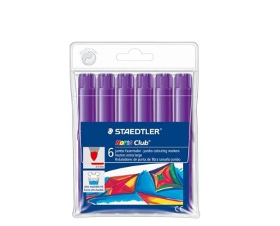 Staedtler Noris Jumbo 340 Pack de 6 Rotuladores Jumbo - Punta de Fibra - Trazo 3mm - Tapa Ventilada - Color Violeta