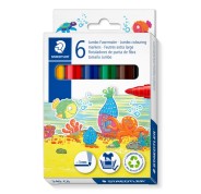 Staedtler Noris Jumbo 340 Pack de 6 Rotuladores Jumbo - Punta de Fibra - Trazo 3mm - Tapa Ventilada - Colores Surtidos