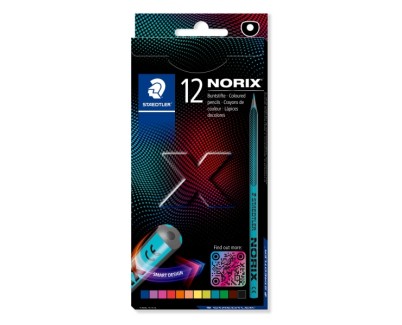 Staedtler Norix 186 Pack de 12 Lapices de Colores HB - Madera Negra - Mina de Grafito - Dise&ntilde;o Inteligente - Para Escribir, Dibujar y hacer Bocetos