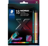 Staedtler Norix 186 Pack de 16 Lapices de Colores HB + 2 Lapices de Grafito - Madera Negra - Mina de Grafito - Diseño Inteligente - Para Escribir, Dibujar y hacer Bocetos