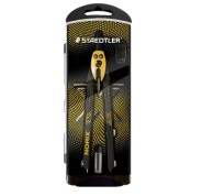 Staedtler Norix 555 Compas Metalico Escolar de Precision - Mecanismo Pulsador y Ajuste por Rueda Central - Color Amarillo/Negro
