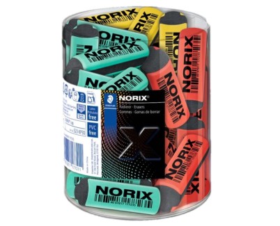 Staedtler Norix Expositor con 30 Gomas de Borrar - Sin PVC, Ftalatos ni Latex - Minimo Residuo - Colores Surtidos