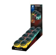Staedtler Norix Expositor de 10 Sacapuntas con Deposito - 1 Agujero para Lapices de hasta Ø 8,2mm - Colores Surtidos