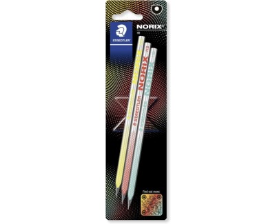 Staedtler Norix Pack de 3 Lapices de Grafito HB - Madera Negra - Dise&ntilde;o Inteligente