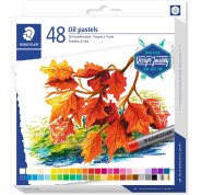 Staedtler Pasteles al Oleo 2420 Pack de 48 Ceras Blandas - Resistencia a la Rotura - Extremadamente Brillantes - Colores Surtidos