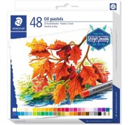 Staedtler Pasteles al Oleo 2420 Pack de 48 Ceras Blandas - Resistencia a la Rotura - Extremadamente Brillantes - Colores Surtidos