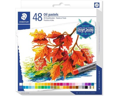 Staedtler Pasteles al Oleo 2420 Pack de 48 Ceras Blandas - Resistencia a la Rotura - Extremadamente Brillantes - Colores Surtidos