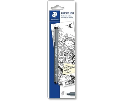 Staedtler Pigment Liner 308 Blister con Rotulador Calibrado - Trazo 0.2mm - Punta Engarzada en Metal - Color Negro