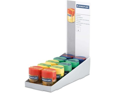 Staedtler Sacapuntas con Deposito de 1 Orificio - Hasta 8.2mm - Angulo de Afilado 23&ordm; - Colores Surtidos