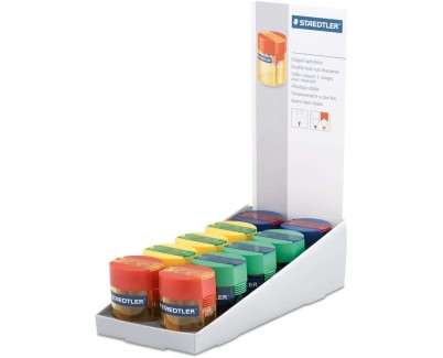 Staedtler Sacapuntas de 2 Orificios con Deposito - Para Lapices de 8.2mm y 10.2mm - Colores Neon Surtidos