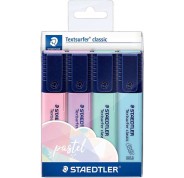 Staedtler Textsurfer Classic 364 Pack de 4 Marcadores Fluorescentes - Secado Rapido - Trazo 1 - 5mm Aprox - Colores Pastel Surtidos