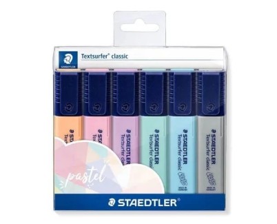 Staedtler Textsurfer Classic 364 Pack de 6 Marcadores Fluorescentes - Secado Rapido - Trazo 1 - 5mm Aprox - Colores Pastel Surtidos