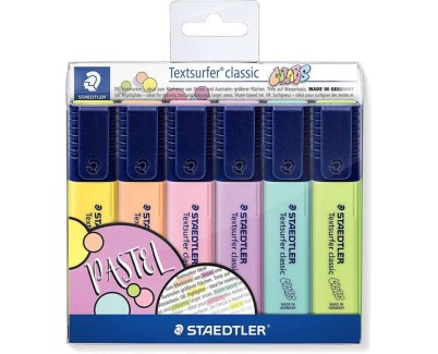 Staedtler Textsurfer Classic 364 Pack de 6 Marcadores Fluorescentes - Secado Rapido - Trazo 1 - 5mm Aprox - Colores Surtidos