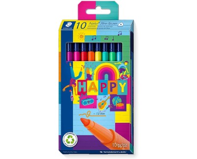 Staedtler Triplus Color 323 Pack de 10 Rotuladores de Punta Fina - Trazo 1mm Aprox - Tinta Base de Agua - Colores Surtidos