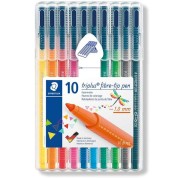 Staedtler Triplus Color 323 Pack de 10 Rotuladores de Punta Fina - Trazo de 1mm Aprox - Tinta Base de Agua - Colores Surtidos