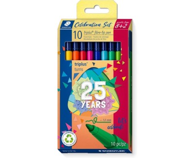 Staedtler Triplus Color 323 Pack de 10 Rotuladores - Trazo 1mm Aprox - Tinta Antisecado - Capuchon Ventilado - Colores Surtidos
