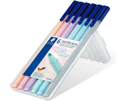 Staedtler Triplus Color 323 Pack de 6 Rotuladores de Punta Fina - Trazo 1mm Aprox - Tinta Base de Agua - Colores Surtidos